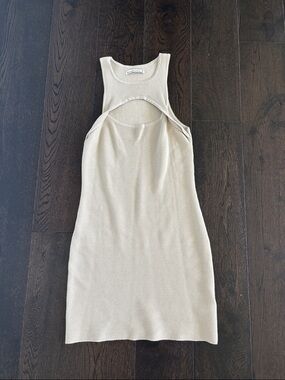 Abercrombie & Fitch Cream Ribbed Midi Dress